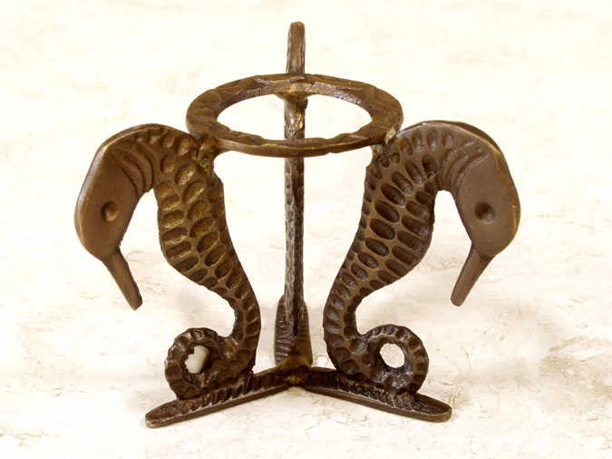 0060A - Sphere Holder  Sea Horse-Bronze