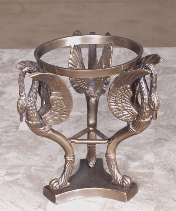 0065 - Sphere Holder Tall Curved Swan  Bronze