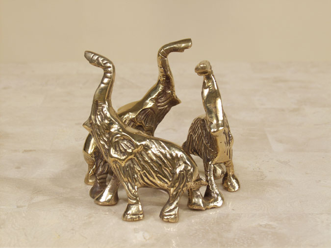 0068 - Small Elephant Sphere Holder  Brass