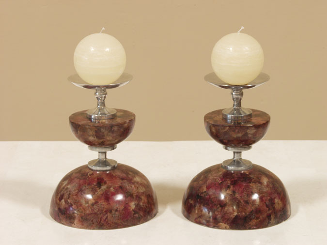 136-0461 - Half Moon Candleholder, Petals with Stainless Finish (Set of 2)