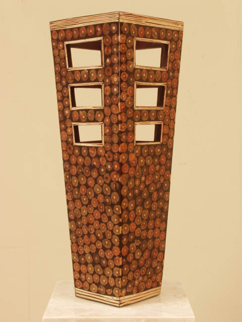 139-9448 - Metropolis Vase, Tropical Almond Seed with Plantane Strips