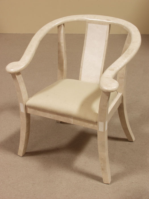 14-5000 - Lito Chair Beige Fossil Stone with  White Ivory Stone