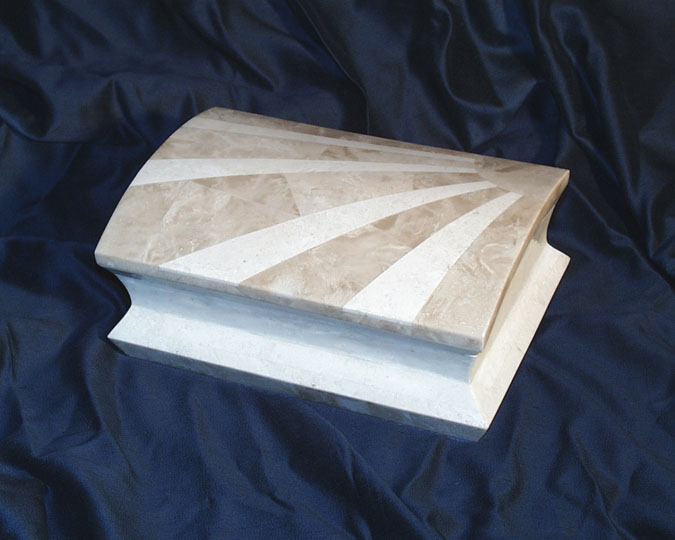 15-0136 - Sunburst Box White Ivory and  Beige Fossil Stone