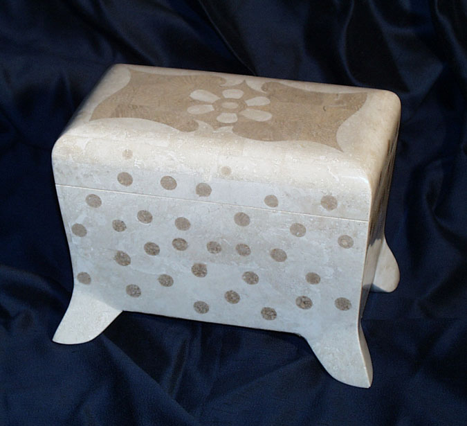 15-0140 - Flora Box White Ivory with Beige Fossil Stone