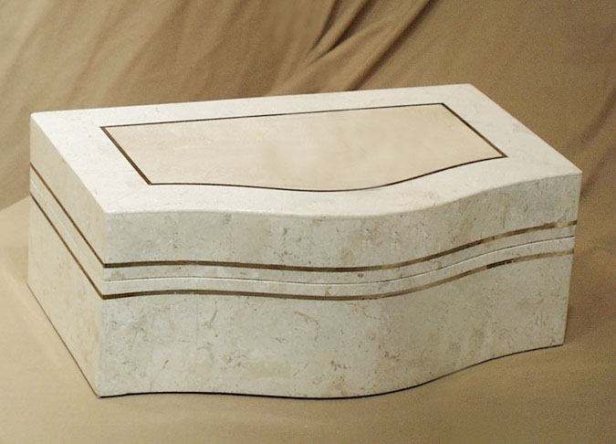 15-0149 - KCR Box, White Ivory Stone with Beige Fossil Stone