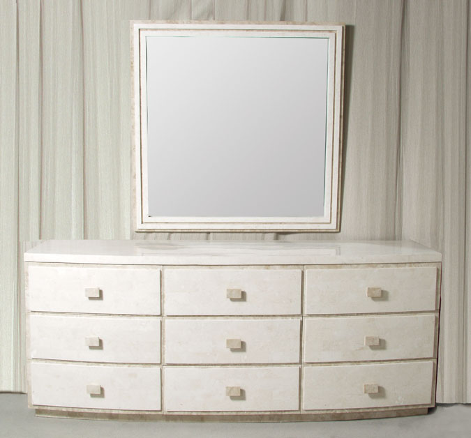 15-6500 - Bonsoir Dresser, White Ivory Stone with Beige Fossil Stone