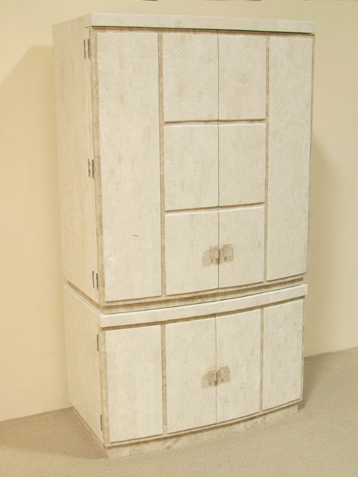 15-6508A - Bonsoir Armoire - TOP, White Ivory Stone with Beige Fossil Stone