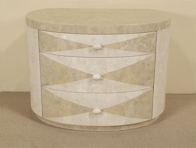 15-6601 - Allure Diamond Nightstand, White Ivory  Stone with Beige Fossil Stone - 21 In. High