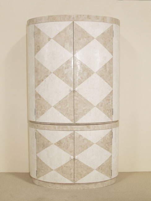15-6606 - Allure Diamond Armoire -TOP , White Ivory  Stone with Beige Fossil Stone
