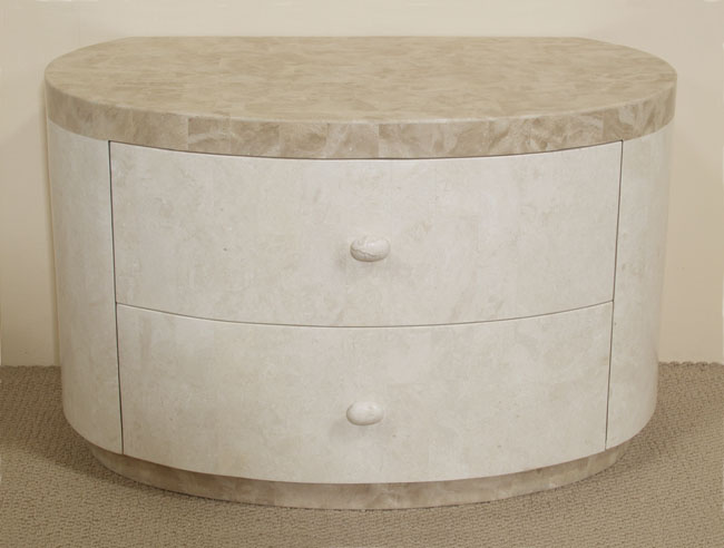 15-6631 - Classic Allure Nightstand, White Ivory  Stone with Beige Fossil Stone - 21 In. High