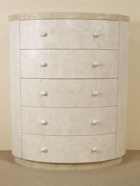 15-6635 - Classic Allure 5-Drawer Chest, White Ivory  Stone with Beige Fossil Stone