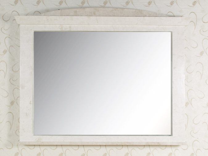 15-6804 - Circo Mirror Frame, White Ivory Stone with Beige Fossil Stone