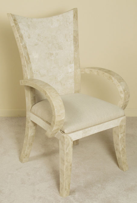 15-6806 - Circo Arm Chair, White Ivory Stone with Beige Fossil Stone
