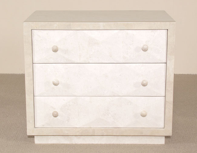 15-6902 - Baguette Nightstand, White Ivory Stone with Beige Fossil Stone