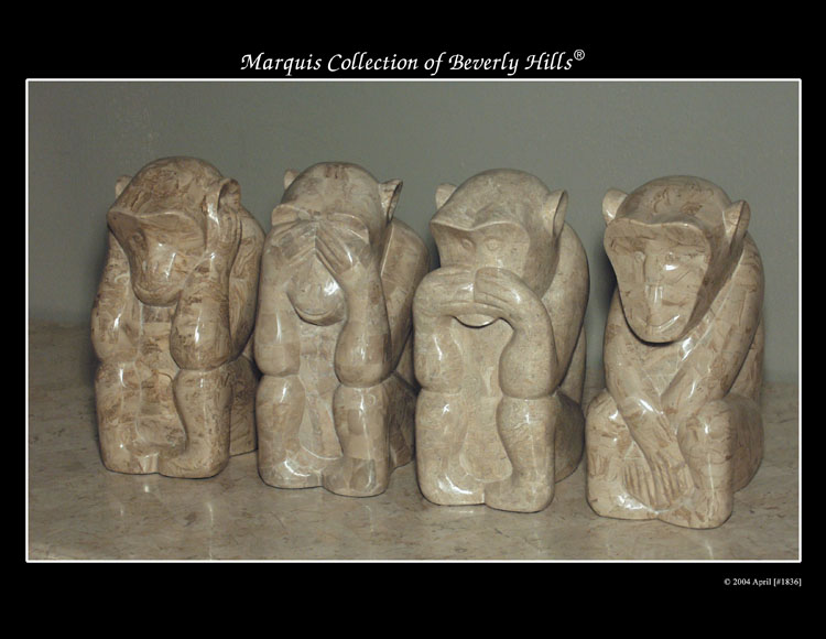16-0540 - Monkey Business Sculpture, Cantor Stone (Set of 4)