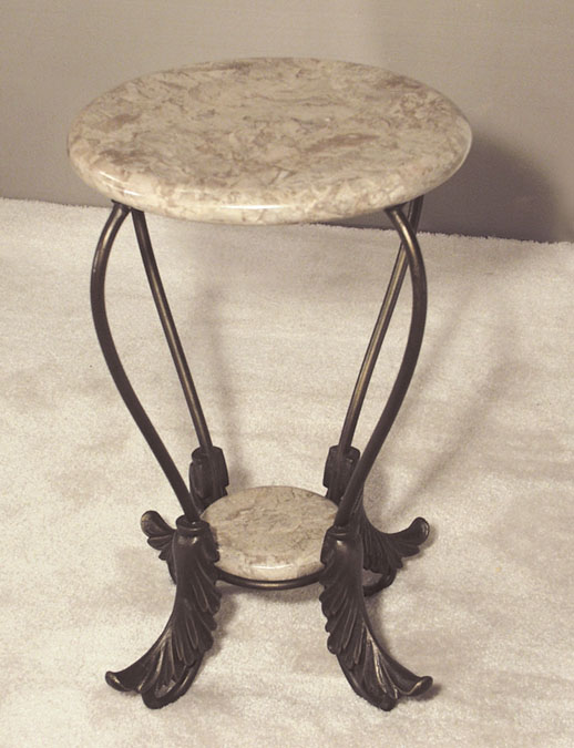 16-1471 - South Seas Side Table, Cantor Stone (with Bull Nose Round Top & Flared Leaf Legs)