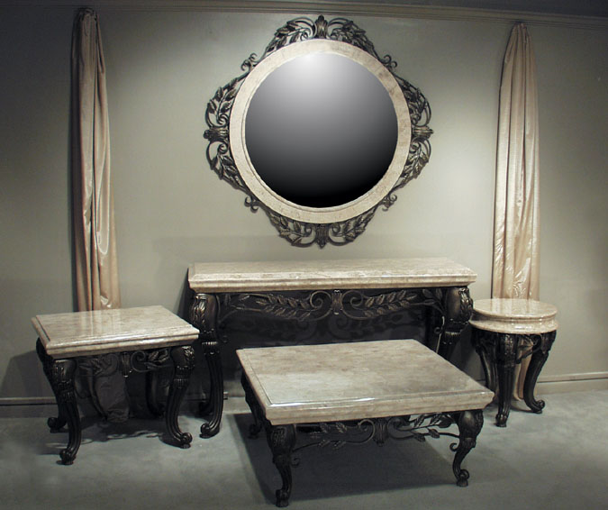 16-1654 - Majestic Round Mirror Frame, Cantor Stone-with mirror