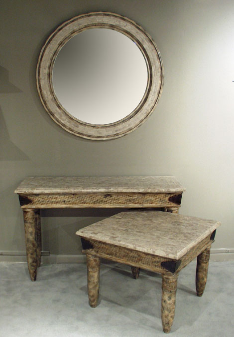 16-2150 - Etruscan Console Table, Cantor Stone with Mosaic Top