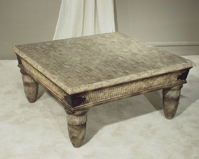 16-2152 - Etruscan  Square Cocktail Table, Cantor Stone with Mosaic Top (formerly #16-2100)