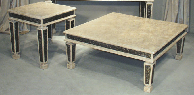 16-2702 - Garrett Lamp Table with Bronze Trim, Cantor Stone