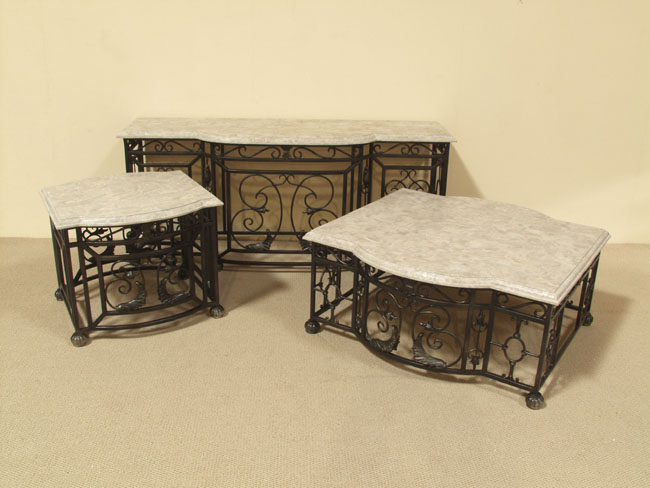 16-7802 - Royal Cocktail Table, Unpolished Cantor Stone with Iron Legs