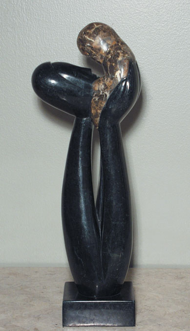 17-0507 - New Beginning Sculpture, Black Stone with Snakeskin Stone