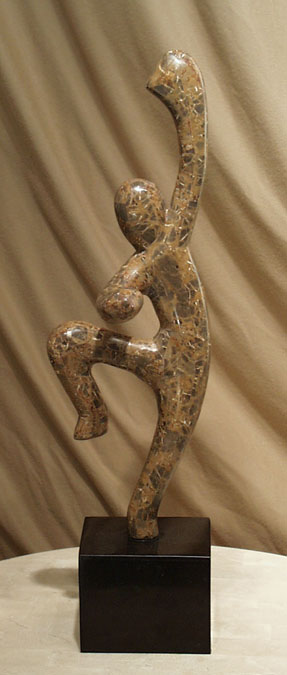 17-0508L - Dancer Sculpture, Left, Black Stone with Snakeskin Stone