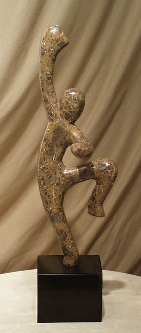 17-0508R - Dancer Sculpture -RIGHT, Snakeskin Stone with Black Stone Base