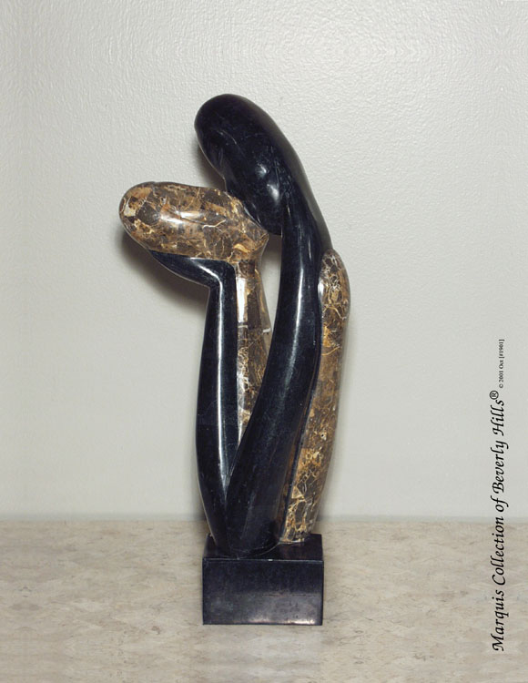 17-0524 - Kissers Couple Sculpture, Black Stone with Snakeskin Stone