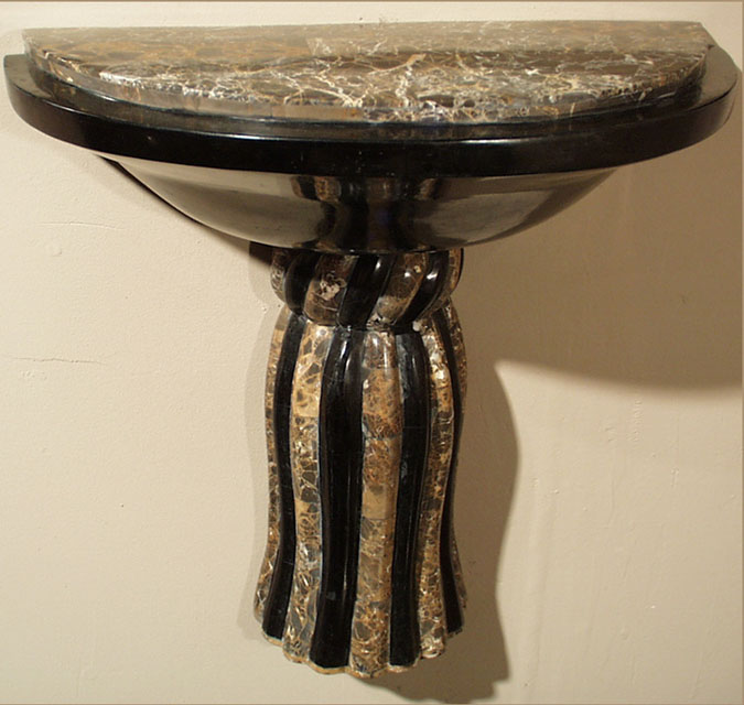 17-0751 - Medium Tassel Wall Bracket Corbel Black Stone with Snakeskin Stone