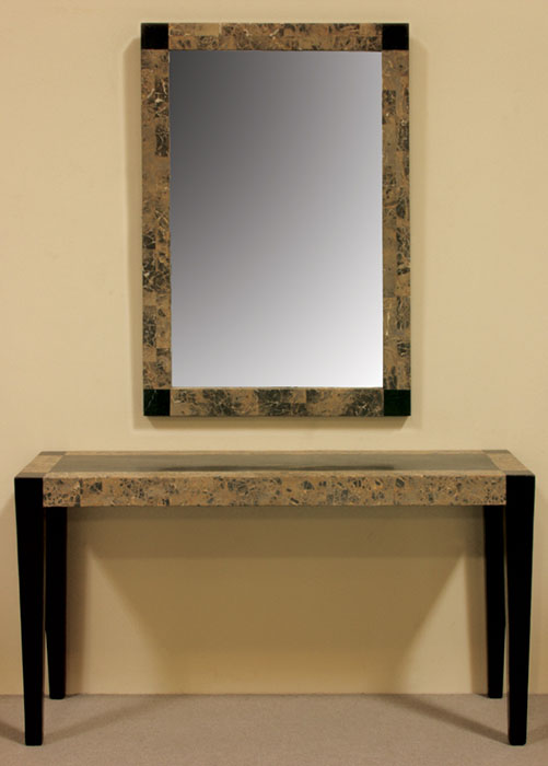 17-1459 - Cube Mirror Frame, Black Stone with Snakeskin Stone-with mirror