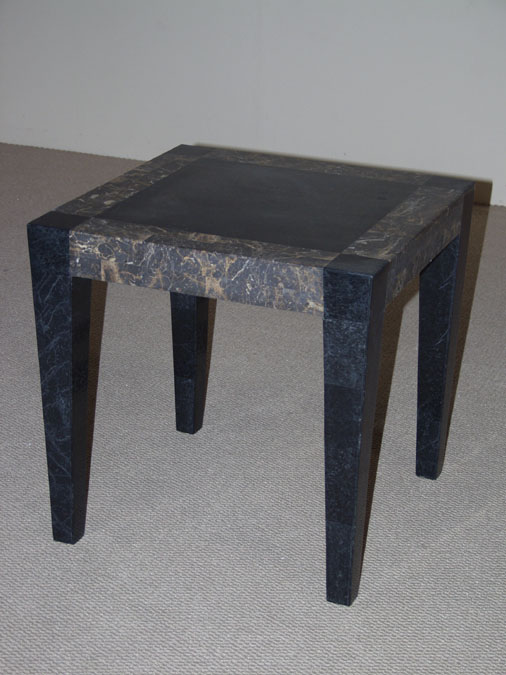 17-1456 - Cube Square Side Table, Black Stone with Snakeskin Stone