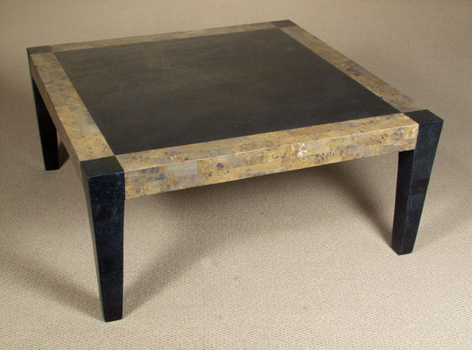 17-1457 - Cube Square Cocktail Table, Black Stone with Snakeskin Stone