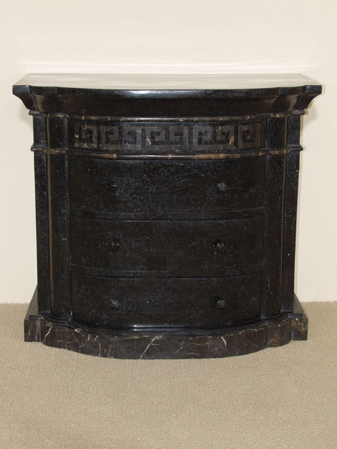 17-2851 - Aristotle Large Nightstand with Greek Key Design,  Black Stone with Snakeskin Stone - 30 In. High