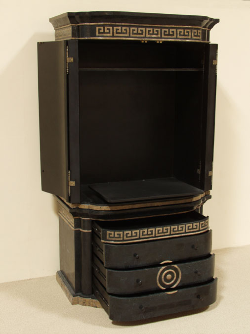 17-2856B - Aristotle Armoire - BASE, Black Stone with Snakeskin Stone