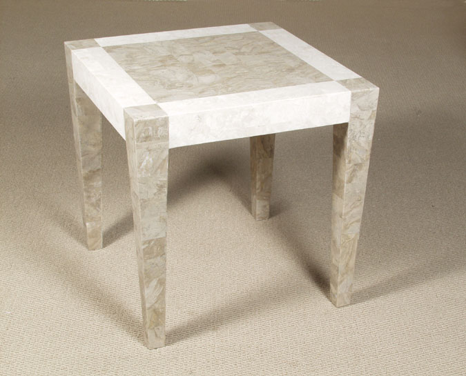 23-1456 - Cube Square Side Table, Cantor Stone with White Ivory Stone