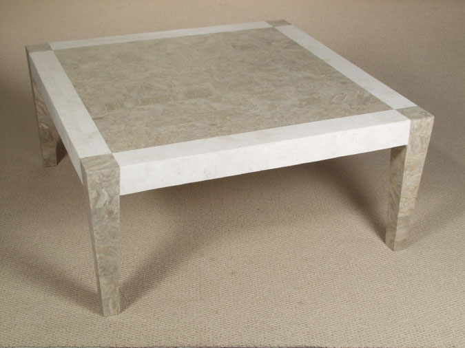23-1457 - Cube Square Cocktail Table, Cantor Stone with White Ivory Stone