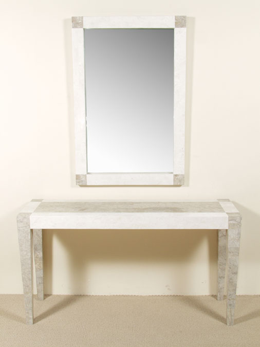 23-1459 - Cube Mirror Frame, Cantor Stone with White Ivory Stone-with mirror