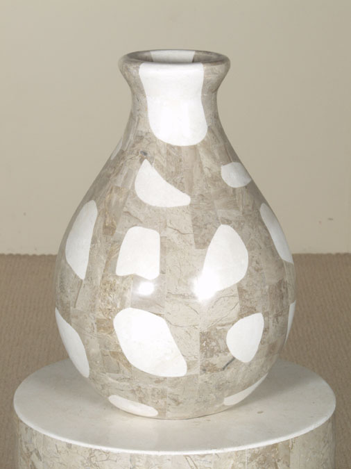 23-9348 - Waterdrop Shaped Vase, Large, Cantor Stone with White Ivory Stone
