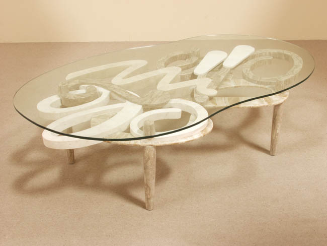 234-2761 - Wild Dreams Cocktail Table, White Ivory Stone/Cantor Stone/Beige Fossil Stone/Crystal Woodstone/White Agate Stone Finish