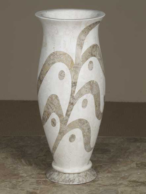 25-9224 - Springtime Vase, White Ivory Stone with Cantor Stone