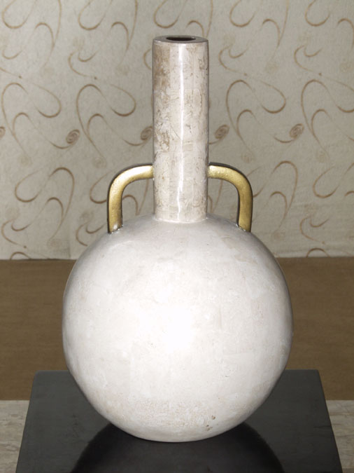 25-9332 - Laguna Vase, White Ivory Stone with Cantor Stone