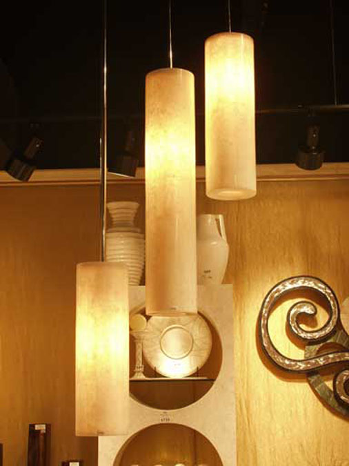 38-0682 - 30 In. Cylinder Shape Hanging Lamp, Crystal Stone