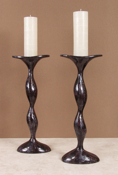 40-0464 - Sway Candleholder, Cracked Violet Oyster Shell Finish (Set of 2)