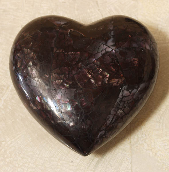 40-9522 - Heart Sculpture, Cracked Violet Oyster Shell Finish