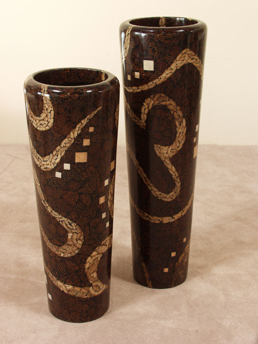 407-9206 - Sophisticate Jar, Short, Coco Roots/Cracked Bamboo/Honeycomb Cane Leaf/Cantor Stone Finish