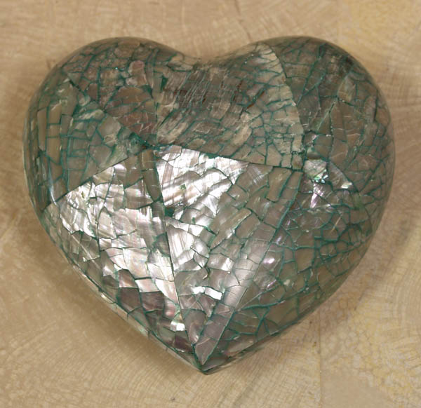 41-9522 - Heart Sculpture, Cracked Abalone Shell Finish