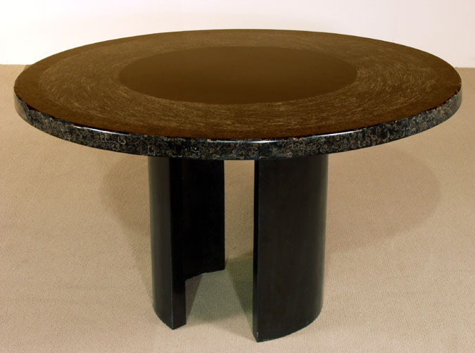 417-7242 - Bora Bora Round Dining Table, Barley Vine & Fern Tassel Finish with Black Stone