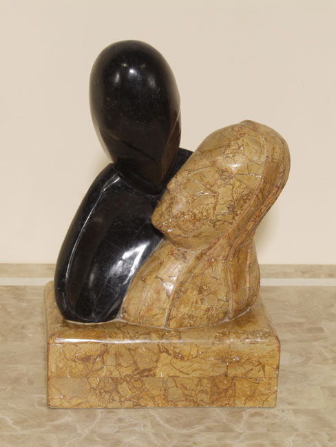 501-9520 - Secret Lovers Sculpture, Snakeskin Stone with Black Stone