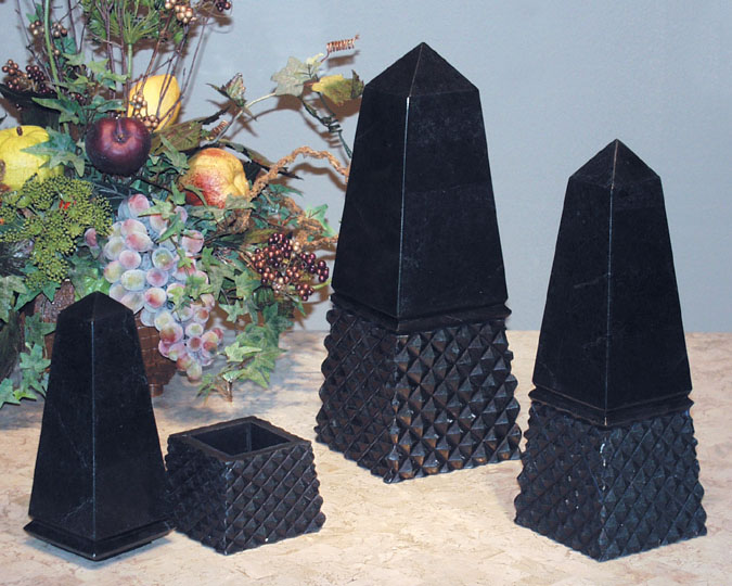 57-0165 - Diamond Obelisk Box, Small, Black Stone